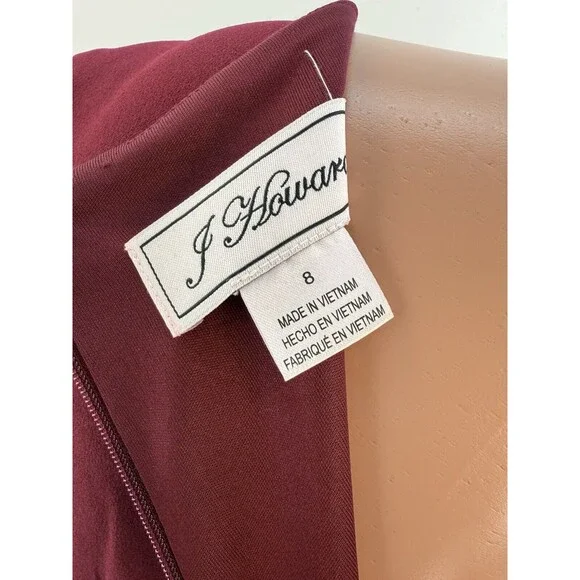 JESSICA HOWARD Wine Ruffle Stretch Sheath Dress Medium - Picture 13 of 14